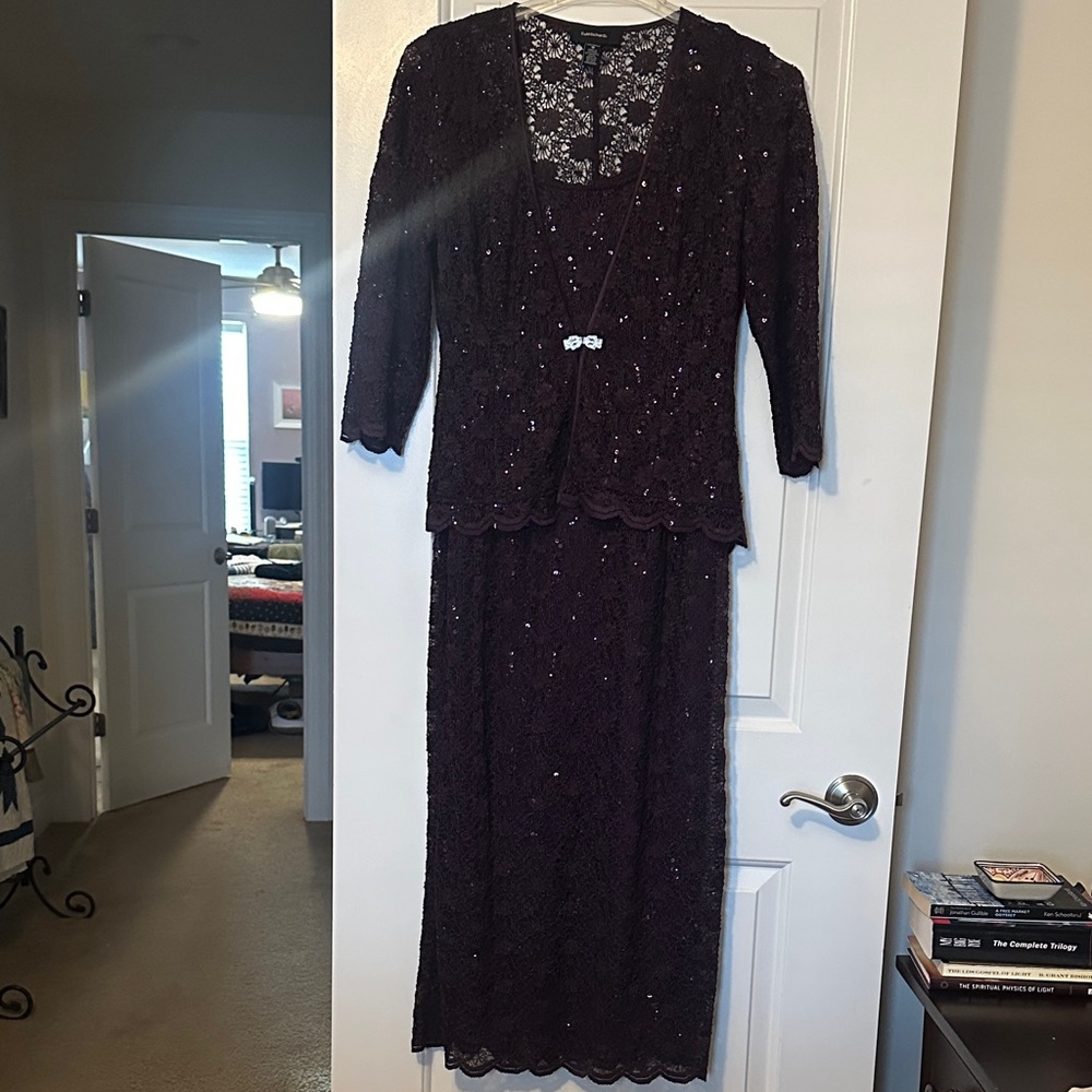 Elegant Purple Lace Dress with Jacket